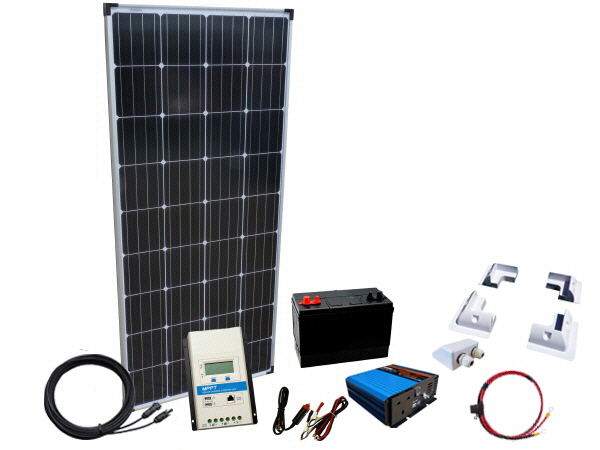 100W - 12V Off Grid Solar Kit - 300W Power Inverter